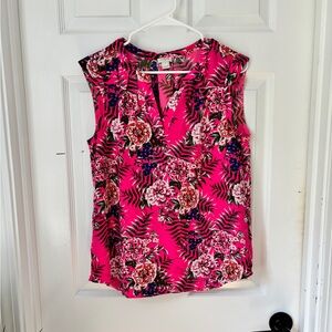 Jcrew Floral Pink Sleeveless Top